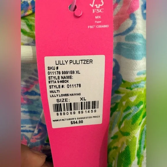 Lilly Pulitzer Etta V- Neck short sleeve shirt - Picture 6 of 7